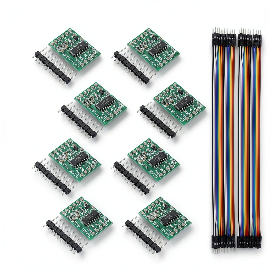 ALAMSCN HX711 load cell amplifier module connected to a weighing scale