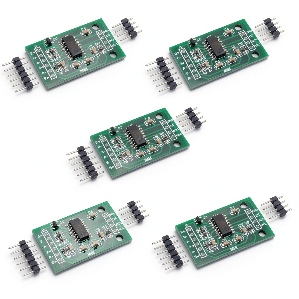 Stemedu HX711 amplifier module connected to a load cell in a weighing setup