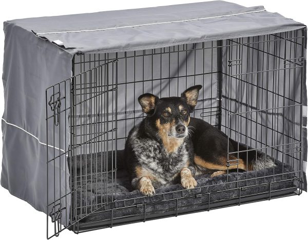 New World Dog Crate Cover Gray Cozy Den Bed Medium Large-0