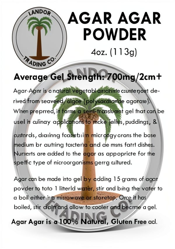 Agar Agar Powder 4 oz Average Gel Strength Lab Natural Protein 4.0-3