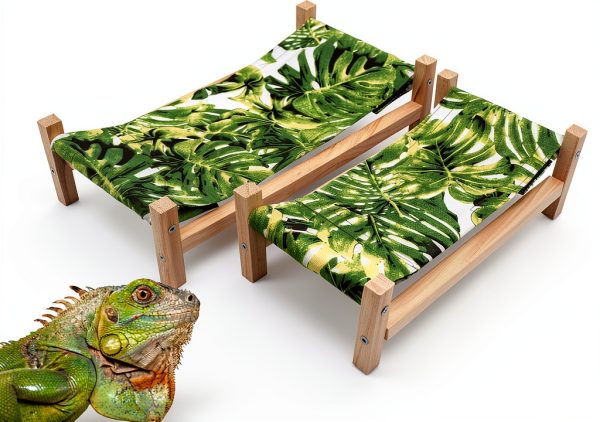 Bearded Dragon Bed Wooden Hammock by MinrzPet, Large Green for Reptile-2