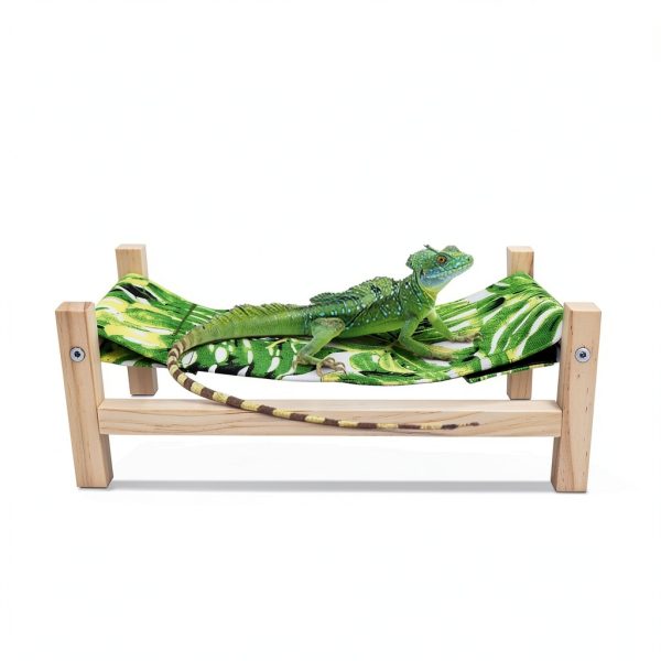 Bearded Dragon Bed Wooden Hammock by MinrzPet, Large Green for Reptile-5