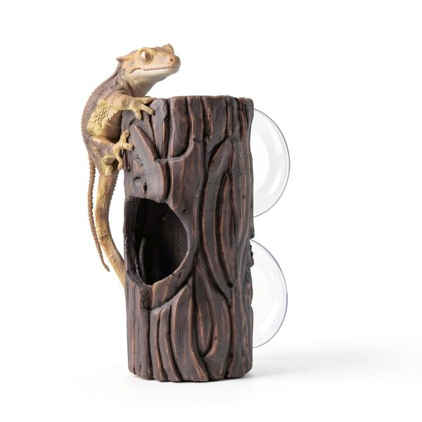 REPTIZOO Reptile Hide Cave Resin Hollow Tree Trunk Hideout Hermit Crab Climbing Toys Reptile Shelter Sleeping Cave for Arboreal Reptiles, Hermit Crabs, Leopard Gecko, Lizard Terrarium Decor-4