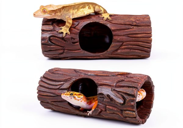 REPTIZOO Reptile Hide Cave Resin Hollow Tree Trunk Hideout Hermit Crab Climbing Toys Reptile Shelter Sleeping Cave for Arboreal Reptiles, Hermit Crabs, Leopard Gecko, Lizard Terrarium Decor-6