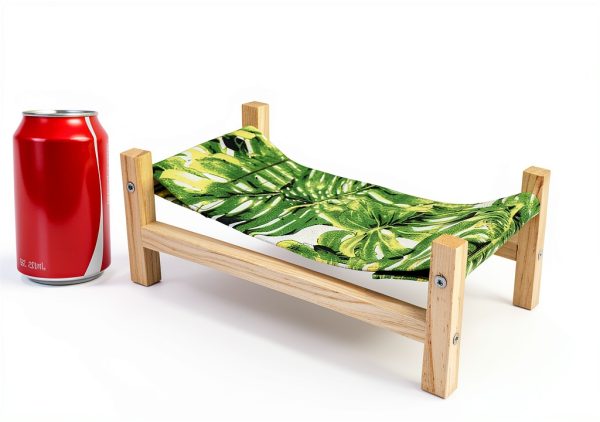 Bearded Dragon Bed Wooden Hammock by MinrzPet, Large Green for Reptile-1