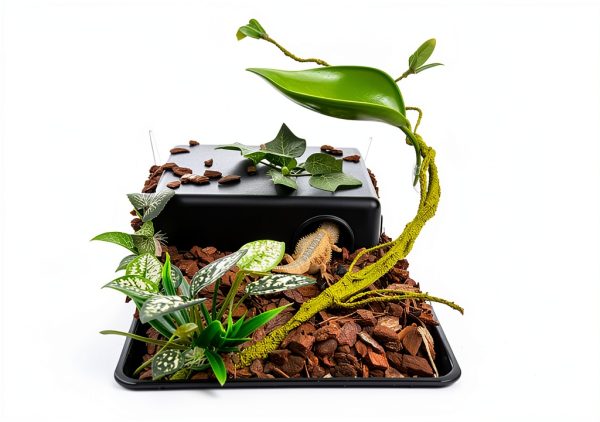 Humid Hideout Cave for Reptiles, Snake Hide for Ball Pythons, Gecko Hide, Leopard Geckos, Bearded Dragons,Compact Terrarium Decor with Easy-Clean Design (9.5"x6.7"x2.2" Large)-2