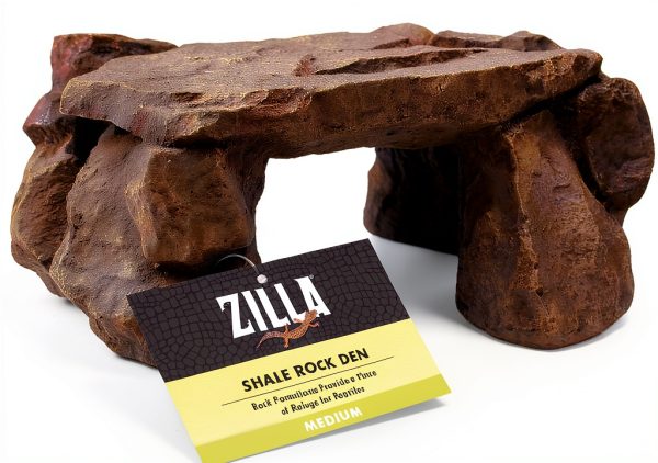 Zilla Pet Reptile Terrarium Shale Rock Den Décor, Basking Rock and Hide for Bearded Dragons and Other Reptiles, Medium-0